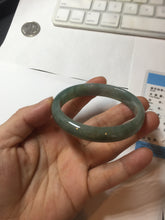 Load image into Gallery viewer, 54.5mm certified Type A 100% Natural dark green gary(油青) oval Jadeite Jade bangle PB206-3357