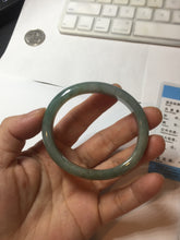 Load image into Gallery viewer, 54.5mm certified Type A 100% Natural dark green gary(油青) oval Jadeite Jade bangle PB206-3357