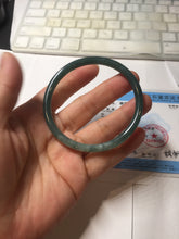 Load image into Gallery viewer, 56.8mm Certified Type A 100% Natural dark green/blue/gray with Guatemala slim round cut Jadeite bangle PJ93-3450