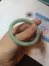 Load image into Gallery viewer, 49mm Certified Type A 100% Natural sunny apple green/red oval Jadeite Jade bangle BG62-0165
