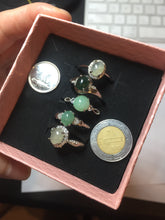 Load image into Gallery viewer, 100% natural type A icy watery green dark green four-prong jadeite jade ring group PB130
