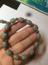 Load image into Gallery viewer, 9.2x8.1mm 100% natural type A green jadeite jade olive shape(LU LU TONG) beads bracelet AZ23