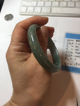 Load image into Gallery viewer, 54.5mm certified Type A 100% Natural dark green gary(油青) oval Jadeite Jade bangle PB206-3357