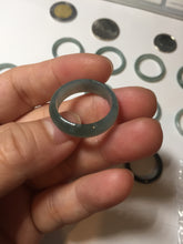 Load image into Gallery viewer, 18.1mm size 8 100% natural type A icy watery green/blue slim style Guatemala jadeite jade band ring group BP75