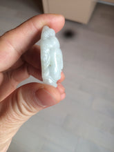 Load image into Gallery viewer, 39mm 100% natural light green/white Guanyin jadeite jade pendant/hand held BF91