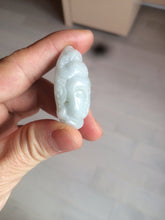 Load image into Gallery viewer, 39mm 100% natural light green/white Guanyin jadeite jade pendant/hand held BF91