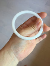 Load image into Gallery viewer, 55.6mm 100% natural Type A icy watery light green white slim round cut jadeite jade bangle AD113-8104