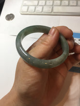 Load image into Gallery viewer, 54.5mm certified Type A 100% Natural dark green gary(油青) oval Jadeite Jade bangle PB206-3357