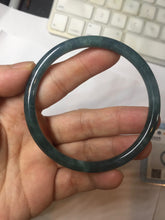 Load image into Gallery viewer, 58.5mm Certified Type A 100% Natural light black/green/gray/purple Guatemala slim round cut Jadeite bangle PJ77-0655