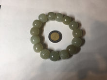 Load image into Gallery viewer, 14x13.2mm 100% Natural light green/brown vintage style nephrite Jade bead bracelet HE89
