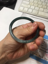 Load image into Gallery viewer, 55mm Certified Type A 100% Natural dark green/blue/gray with Guatemala slim round cut Jadeite bangle PJ94-2434