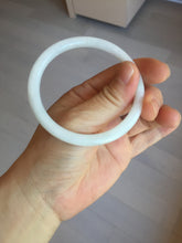 Load image into Gallery viewer, 55.6mm 100% natural Type A icy watery light green white slim round cut jadeite jade bangle AD113-8104