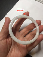 Load image into Gallery viewer, 55.6mm 100% natural Type A icy watery light green white slim round cut jadeite jade bangle AD113-8104