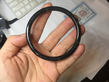 Load image into Gallery viewer, 58.1mm Certified Type A 100% Natural light black/gray/Guatemala slim round cut Jadeite bangle PJ78-0667