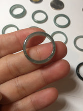 Load image into Gallery viewer, 18.1mm size 8 100% natural type A icy watery green/blue slim style Guatemala jadeite jade band ring group BP75