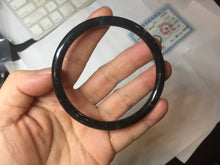 Load image into Gallery viewer, 58.1mm Certified Type A 100% Natural light black/gray/Guatemala slim round cut Jadeite bangle PJ78-0667