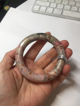 Load image into Gallery viewer, 53.3mm 100% natural pink brown black chubby round cut rose stone (Rhodonite)bangle SY121