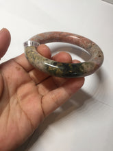 Load image into Gallery viewer, 53.3mm 100% natural pink brown black chubby round cut rose stone (Rhodonite)bangle SY121