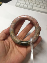 Load image into Gallery viewer, 53.3mm 100% natural pink brown black chubby round cut rose stone (Rhodonite)bangle SY121