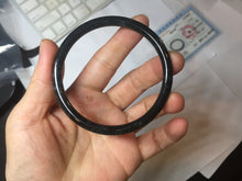Load image into Gallery viewer, 58.1mm Certified Type A 100% Natural light black/gray/Guatemala slim round cut Jadeite bangle PJ78-0667