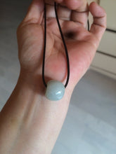 Load image into Gallery viewer, 20x18mm Type A 100% Natural white/light green olive shape Jadeite Jade LuluTong (Every road is smooth) bead pendant BF93