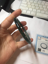 Load image into Gallery viewer, 60mm Certified Type A 100% Natural light green/blue/gray Guatemala slim round cut Jadeite bangle PJ79