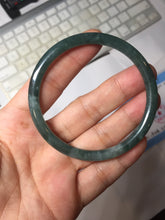 Load image into Gallery viewer, 55mm Certified Type A 100% Natural dark green/blue/gray with Guatemala slim round cut Jadeite bangle PJ95-2449