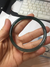 Load image into Gallery viewer, 60mm Certified Type A 100% Natural light green/blue/gray Guatemala slim round cut Jadeite bangle PJ79