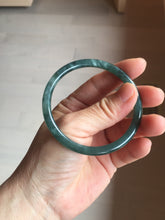 Load image into Gallery viewer, 55mm Certified Type A 100% Natural dark green/blue/gray with Guatemala slim round cut Jadeite bangle PJ95-2449