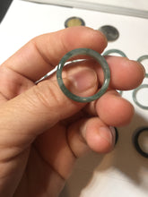 Load image into Gallery viewer, 18.1mm size 8 100% natural type A icy watery green/blue slim style Guatemala jadeite jade band ring group BP75