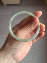 Load image into Gallery viewer, 54.5mm Certified type A 100% Natural light green gray black slim round cut Jadeite bangle PA201-2443