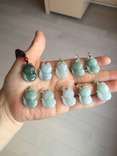 Load image into Gallery viewer, 100% natural type A dark green/light green/white/gray jadeite jade fox pendant necklace BF149