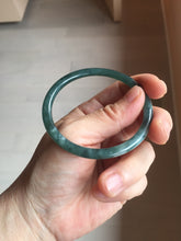 Load image into Gallery viewer, 55mm Certified Type A 100% Natural dark green/blue/gray with Guatemala slim round cut Jadeite bangle PJ95-2449