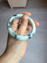 Load image into Gallery viewer, 53mm certified 100% natural Type A green white with green floating flowers jadeite bangle PD157-6246
