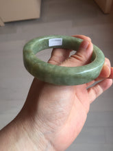 Load image into Gallery viewer, 58mm certified type A 100% Natural light green/gray chubby square style Jadeite Jade bangle AU57-1511