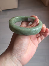 Load image into Gallery viewer, 58mm certified type A 100% Natural light green/gray chubby square style Jadeite Jade bangle AU57-1511