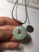 Load image into Gallery viewer, 29.8mm Type A 100% Natural suny green purple yellow(FU LU SHOU, 福禄寿) Jadeite Safety Guardian Button donuts pendant PD185