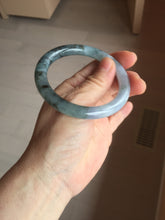 Load image into Gallery viewer, 55mm Certified Type A 100% Natural icy watery dark green/purple/gray round cut Jadeite bangle AA132-6931