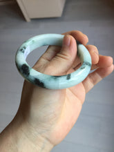 Load image into Gallery viewer, 53mm certified 100% natural Type A green white with green floating flowers jadeite bangle PD157-6246