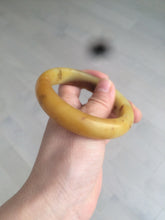 Load image into Gallery viewer, 56mm 100% Natural yellow/red/brown carved cat and flowers Xiu Jade (Serpentine) bangle XY60