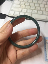 Load image into Gallery viewer, 59mm Certified Type A 100% Natural light black/green/gray Guatemala slim round cut Jadeite bangle PJ80-0672