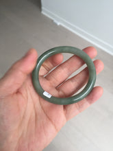 Load image into Gallery viewer, 50.5mm certificated Type A 100% Natural dark green/gray round cut oval Jadeite Jade bangle BK47-2879