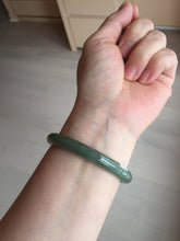 Load image into Gallery viewer, 50.5mm certificated Type A 100% Natural dark green/gray round cut oval Jadeite Jade bangle BK47-2879