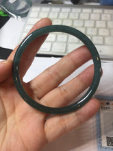 Load image into Gallery viewer, 59mm Certified Type A 100% Natural light black/green/gray Guatemala slim round cut Jadeite bangle PJ80-0672
