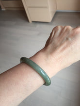 Load image into Gallery viewer, 50.5mm certificated Type A 100% Natural dark green/gray round cut oval Jadeite Jade bangle BK47-2879