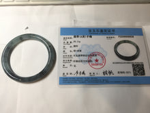 Load image into Gallery viewer, 55.4mm Certified Type A 100% Natural icy watery dark green/gray round cut Jadeite bangle AA133-6936