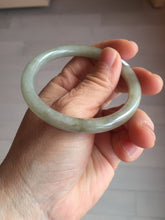 Load image into Gallery viewer, 54.4mm Certified type A 100% Natural light green gray black slim round cut Jadeite bangle PA199-2453