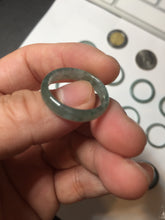 Load image into Gallery viewer, 18.1mm size 8 100% natural type A icy watery green/blue slim style Guatemala jadeite jade band ring group BP75