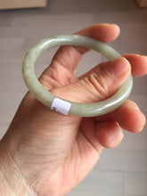 Load image into Gallery viewer, 54.4mm Certified type A 100% Natural light green gray black slim round cut Jadeite bangle PA199-2453