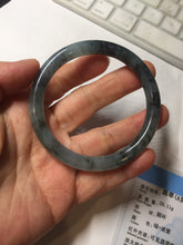 Load image into Gallery viewer, 55.4mm Certified Type A 100% Natural icy watery dark green/gray round cut Jadeite bangle AA133-6936